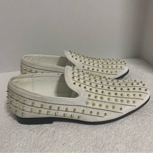 Royal Shoes Gold Spikes Smoking Slip-on Red Bottom Men's Dress Shoes LF-8866 10